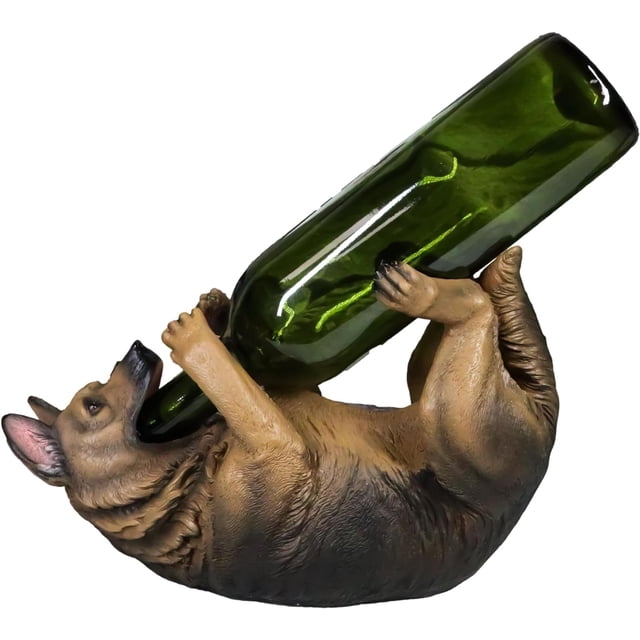 Kitchen Decor German Shepherd Dog Wine Bottle Holder Figurine Statue
