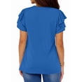 thumbnail image 5 of UVN Summer Blouse for Women Ruffle Short Sleeve Shirts V Neck Button Down Elegant Ladies Tops, 5 of 9