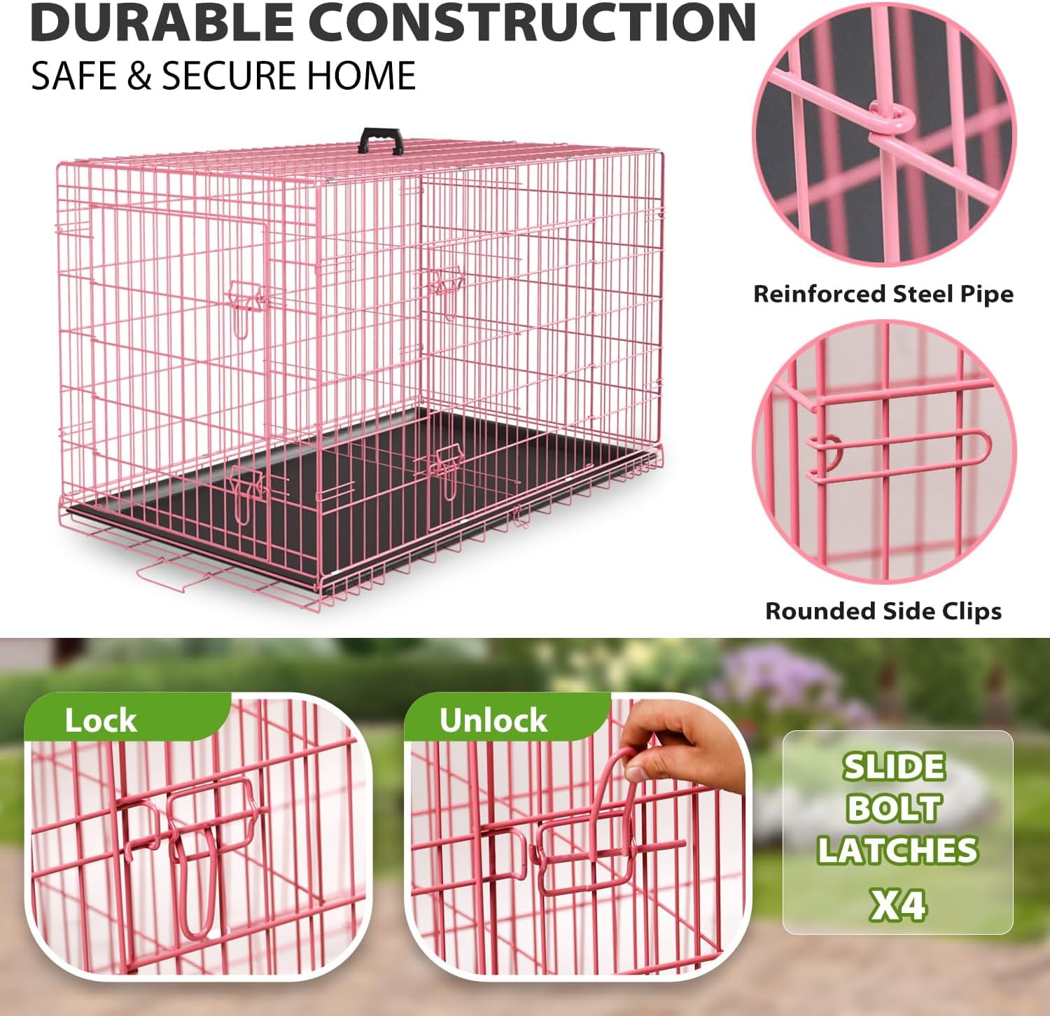 Large pink 2024 dog cage