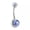 Blue, variant on 1x Crystal Rhinestone Fashion Jewelry Body Piercing Navel Bar Ring Belly Button-Champagne