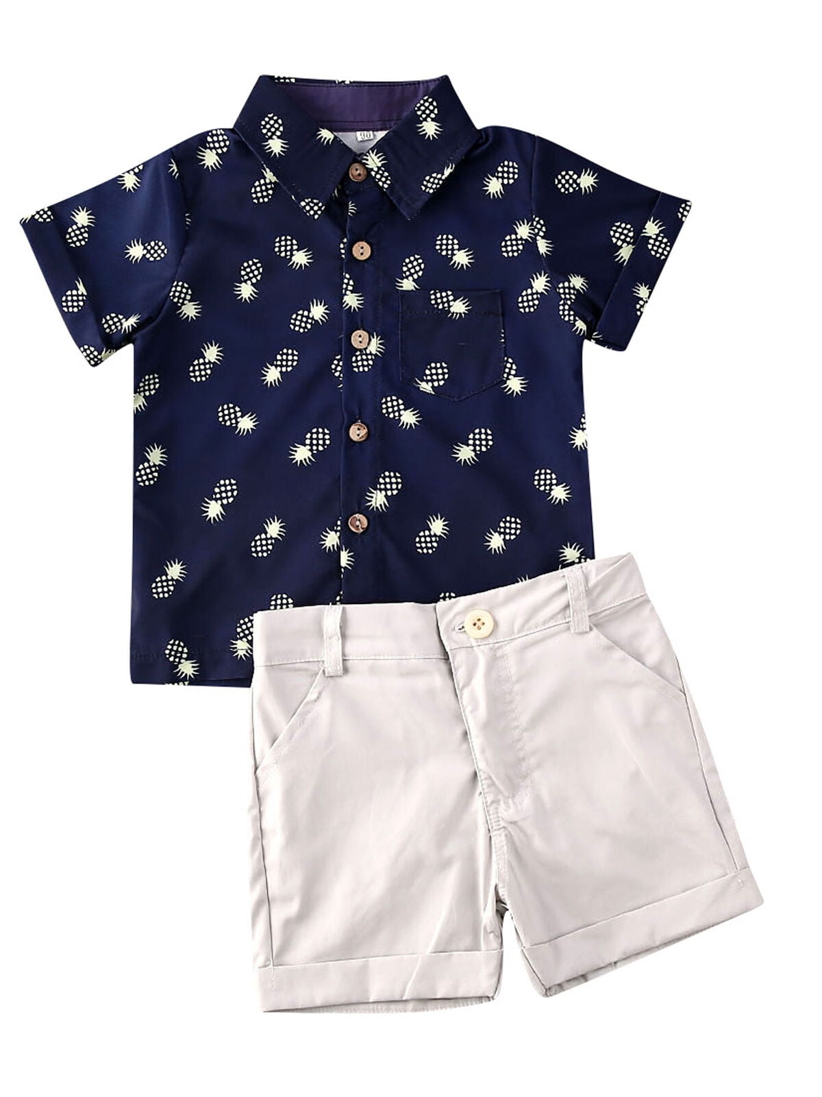 Dinlong Toddler Baby Kids Boys Summer Short Sleeve Cartoon Shark Printed Tops T-Shirt Short Pants 2Pcs Casual Sets 