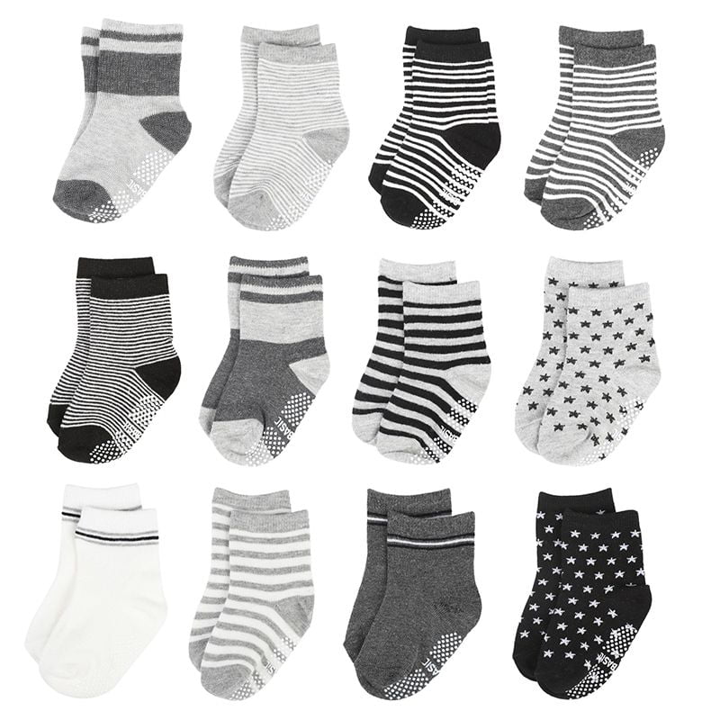 6-12 Months Baby Girl Boy Crew Socks with Grips Toddler Infant Non Skid Cotton Socks 6 Pack Assorted Color 1-3T 