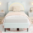 thumbnail image 5 of Twin Bed Frames with LED Light Headboard, Upholstered Twin Platform Bed Frame with Heavy Duty Supports, No Box Spring Need, Noise Free, Easy Assembly, 5 of 8