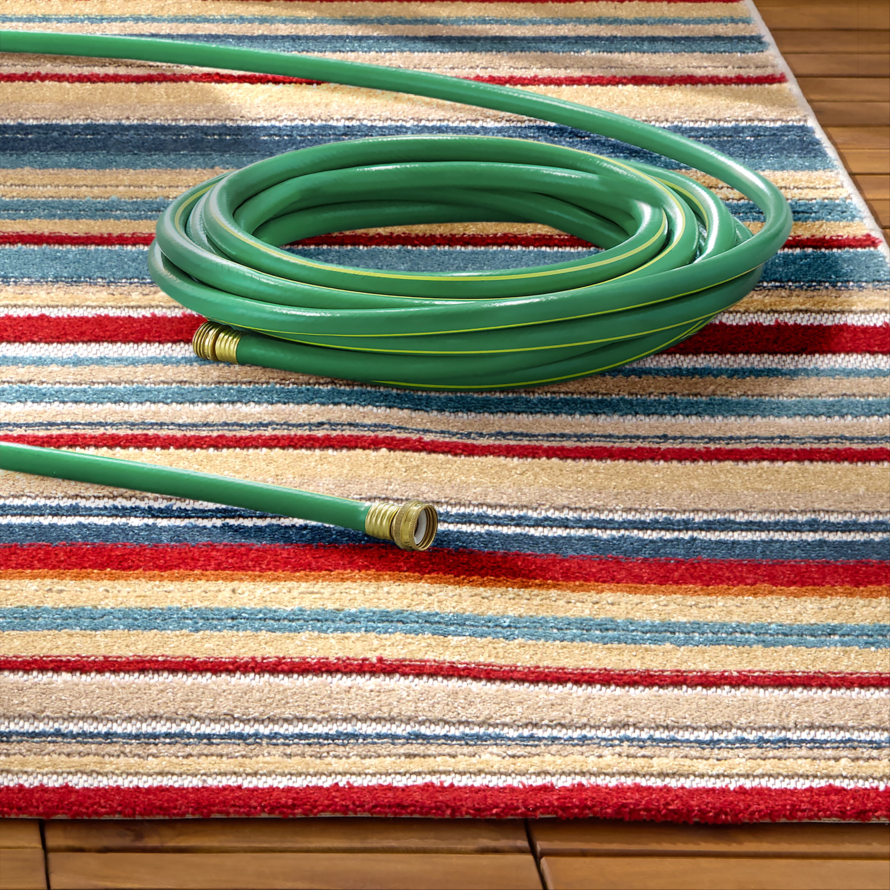 TOWN & COUNTRY EVERYDAY Rio Multicolor Stripe Indoor Outdoor Area Rug, UV Fade Resistant, High-Low Pile, Red/Mutli, 5'2"x7'2"