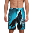 thumbnail image 1 of Fotbe Blue Full Moon Wolf Pantalones Cortos de Pijama para Hombre, Ropa de Dormir, Pantalones de Pijama Cortos para Hombre-3X-Large, 1 of 6