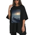 thumbnail image 4 of Plus Size Shirt for Women Oversized Black Tops for Women Short Sleeves Shirt for Women Snowy Winter Field 2 T Shirt Crewneck Shirt for Women M, 4 of 5