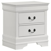 Nim Nightstand, 2 Storage Drawers, 24 Inch, Classic White Molded Trim