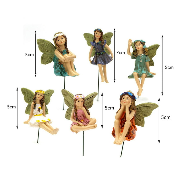 TBOLINE Mini Fairy Figurines Elf Set Resin Miniatures Garden