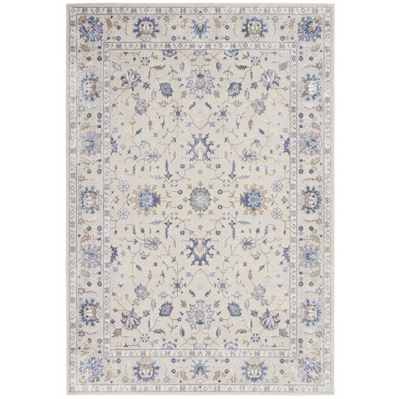 Nourison Sleek Textures 5'3" x 7'3" (5' x 7') Ivory Area Rug Distressed Persian by Nourison