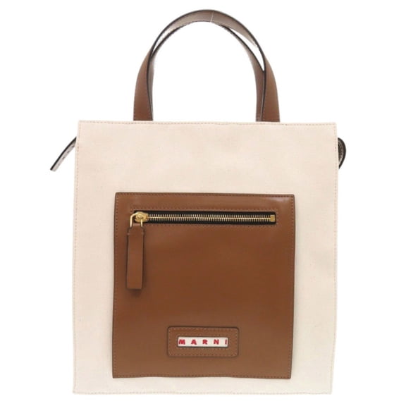 Pre-Owned Marni SHMP008800 Tote Bag Canvas Leather Natural Camel Brown 0909 MARNI (Good)