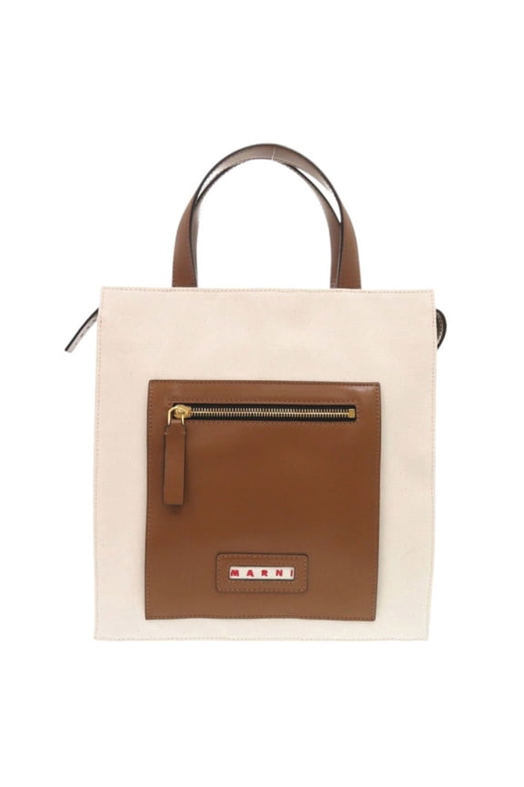 Pre-Owned Marni SHMP008800 Tote Bag Canvas Leather Natural Camel Brown 0909 MARNI (Good)
