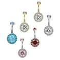thumbnail image 2 of Flmtop Femmes Strass Incrusté Pendentif Rond Barbell Nombril Corps Piercing Bijoux, 2 of 10
