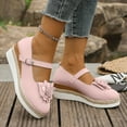 thumbnail image 3 of Womens Platform Wedge Mary Jane Dress Shoes Vintage Flower Leather Espadrilles Chunky Heeled Dressy Loafers, 3 of 6