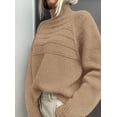 thumbnail image 3 of Suéter PRETTYGARDEN para Mujer Cuello Alto Tejido Grueso Caqui, 3 of 6