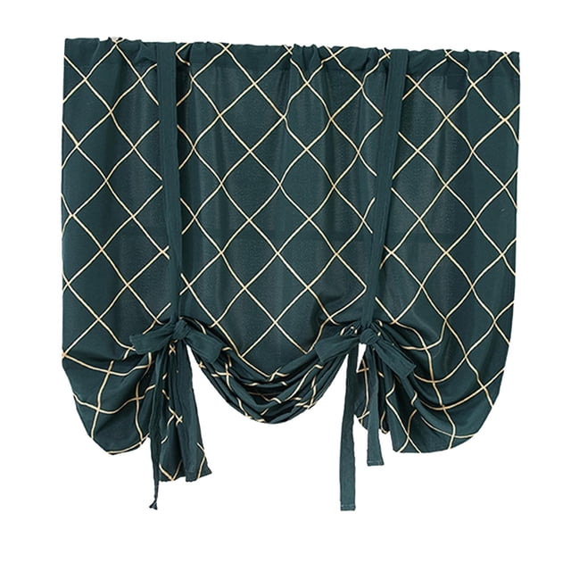 Cenefa de cortina bordada con lazo, cortinas tipo globo, varilla romana, ventanas de cocina Verde oscuro
