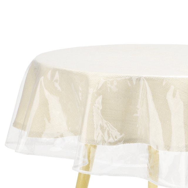 Uxcell mantel de plástico transparente de 54 x 72 pulgadas, protector de mesa ovalado de vinilo a prueba de agua y aceite con bordes cosidos, mantel para cenas, fiestas y vacaciones