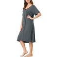 thumbnail image 4 of NOMADIC NOOK Womens 2 Packs Short Sleeve Nightshirt Button Up Midi Nightgown, 4 of 5