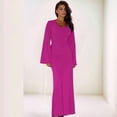 thumbnail image 3 of Katigan Women'S Ribbed Maxi Dress Knit Flare Sleeve Bodycon Dress Loose Casual Long Dresses Rose Red M, 3 of 5