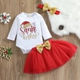 thumbnail image 2 of Mercatoo Baby Girls Winter Christmas Outfit Print Long Sleeve Romper Tulle Skirts + Headbands My First Christmas Clothes Set, 2 of 9