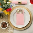 thumbnail image 2 of BloominGoods Colored Paper Disposable Dinner Napkins with Flatware Pocket, Pink 50-Pack, 2 of 9