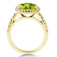 thumbnail image 3 of Gem Stone King 3.00 Ct Cushion Checkerboard Green Peridot White Created Sapphire 18K Yellow Gold Plated Silver Ring, 3 of 6