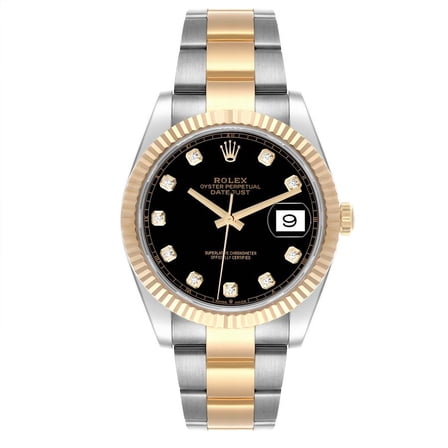 Pre-Owned Rolex Datejust 41 Steel Yellow Gold 126333 Black Diamond Dial Mens Watch
