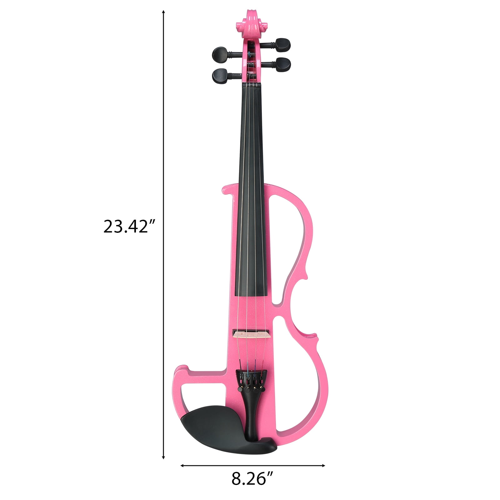 Full Size 4/4 Bunnel Edge Electric Silent Violin with Case Bow Rosin Headphone Connecting Line Pink