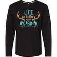 thumbnail image 3 of Inktastic Life Is Better At The Cabin, Deer Antlers, Camping Long Sleeve T-Shirt, 3 of 5