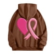 thumbnail image 5 of GEWSEY Hoodies for Women Pink Ribbon with Heart Graphic Top Cancer Awareness Support Sweatshirt (Brown, L), 5 of 5