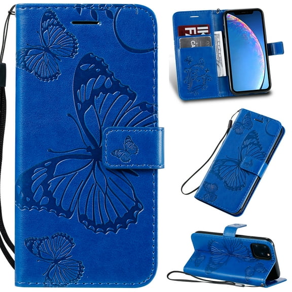 iPhone 11 Pro 5.8" Case Wallet, Allytech Slim Fit PU Leather Folio Wrist Strape Shockproof Protective Lightweight Cards Slots TPU Back Cover Case for Apple iPhone 11 Pro 5.8" 2019, Blue
