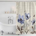 thumbnail image 2 of Purple Spring Floral Shower Curtain Set - 72" x 78" Washable Bathtub Curtain with 12 Hooks, Vintage Botanical Retro Art Waterproof Fabric Stall Shower Curtains for Bathroom/Bathtub Décor, 2 of 6