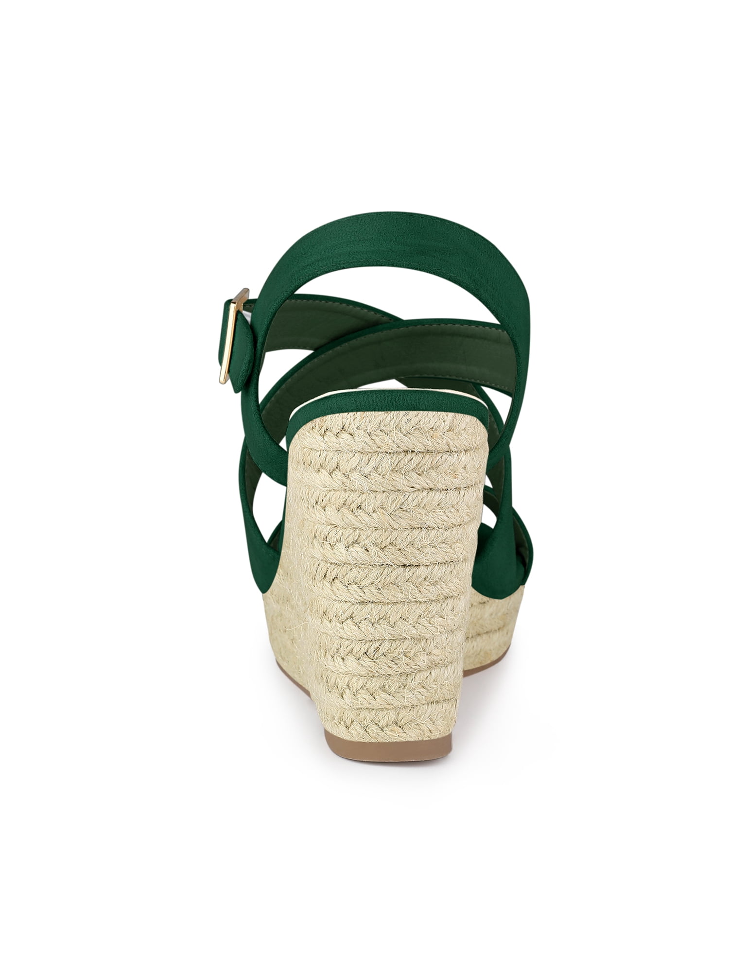 DARING DIVA Women's Stylish Espadrilles Platform Slingback Wedges Sandals Emerald Green 10
