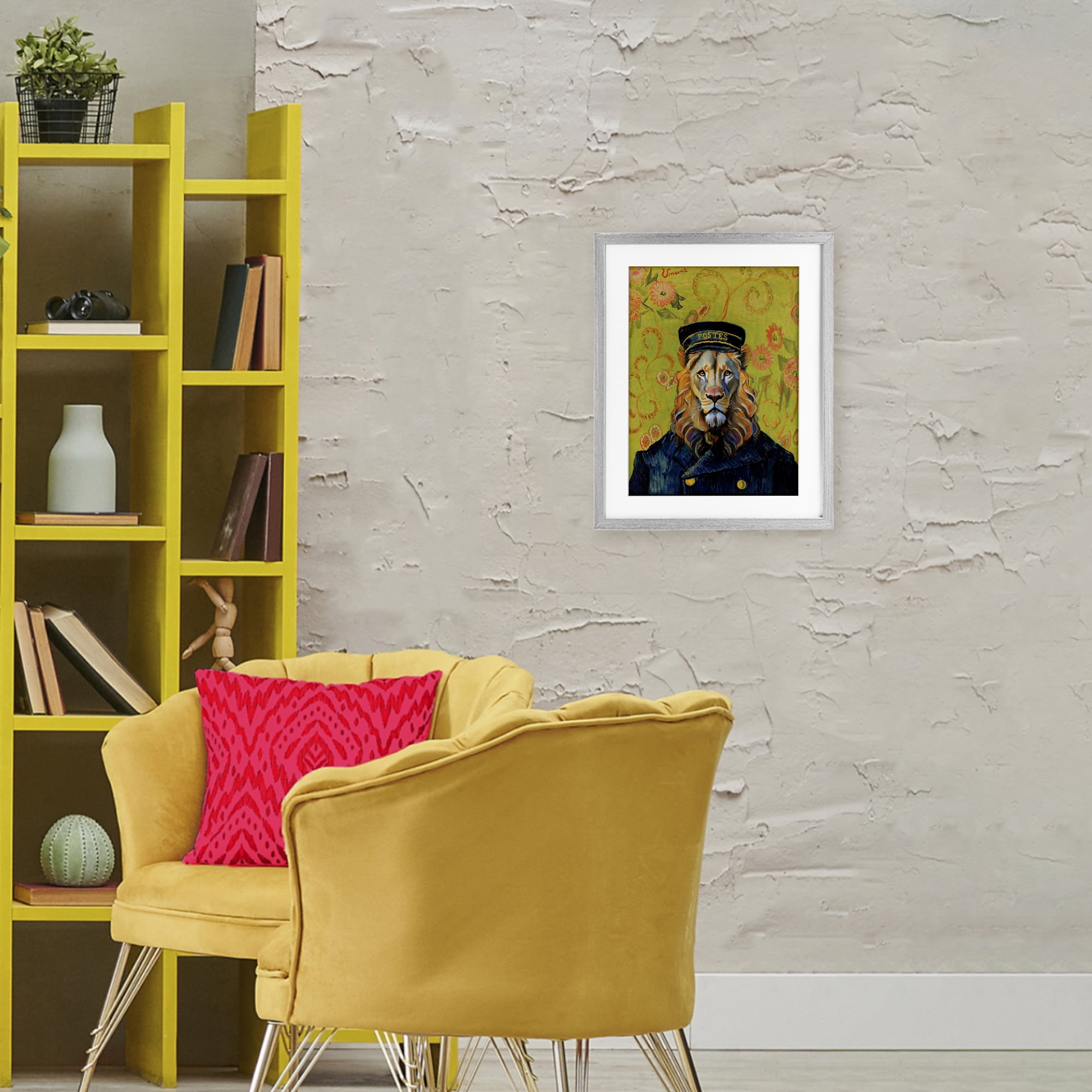 Stupell Industries French Lion Postmaster Gray Framed Print Under Glass, design by Grotto Studios