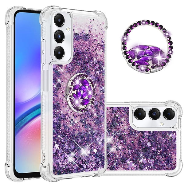 Funda para Samsung Galaxy A05S con Brillo Líquido Flotante, Purpurina, Parachoques y Anillo Giratorio Soporte