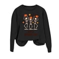 thumbnail image 4 of Solthread Womens Skeleton Sweatshirt Have A Spooky Day Three Dancing Skeletons Graphic Print Casual Crewneck Pullover for Autumn Outings and Halloween Night Graphic Tops, 4 of 4