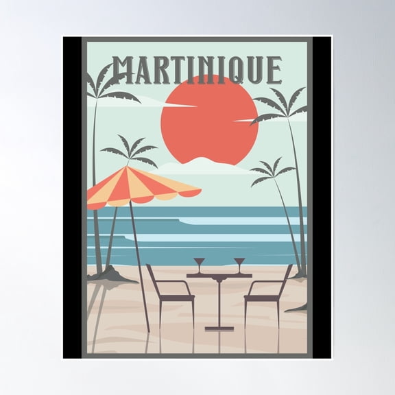 Martinique Honeymoon Retro Poster Wall Art, Modern Wall Decor, 8x12 UNFRAMED