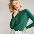 thumbnail image 4 of Women's 100% Merino Wool 2024 Fall Winter First-Line Ready to Wear Long Sleeve Seamless Knit Crewneck Sweater Dark Green L, 4 of 9