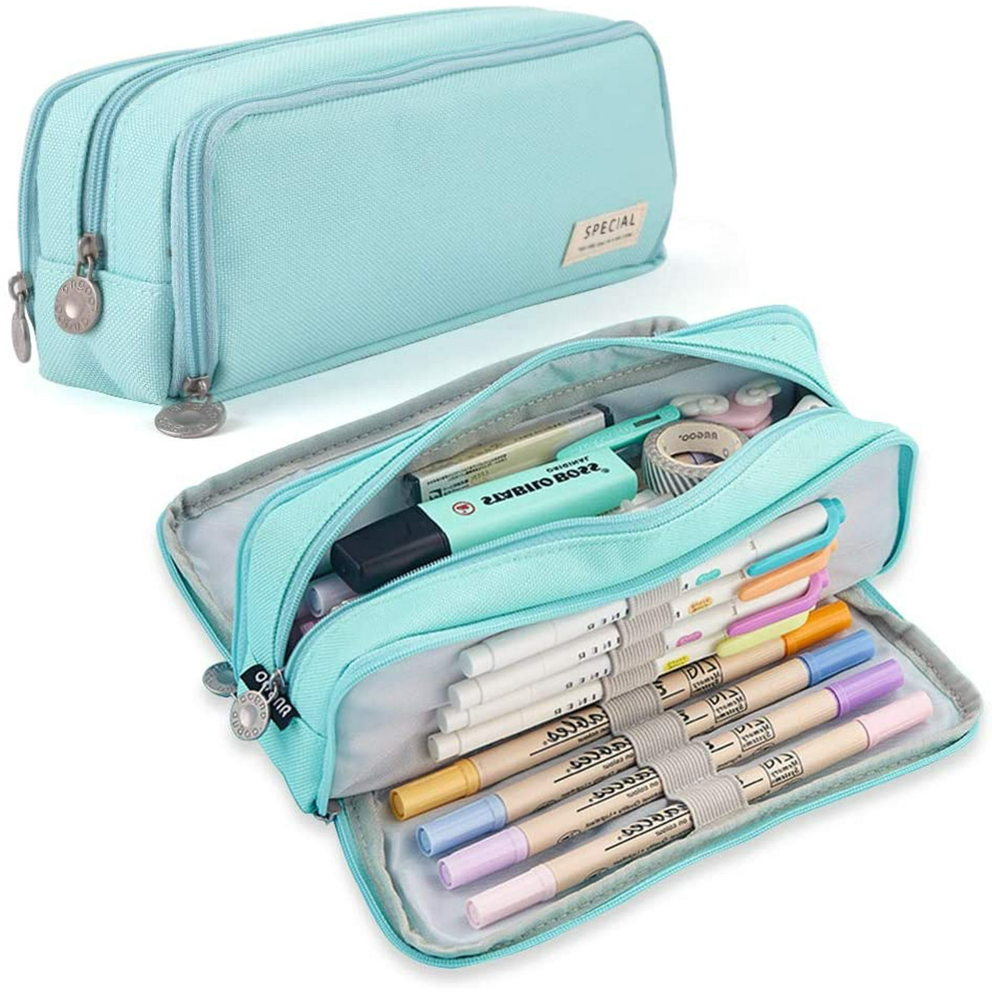Trousse College Trousse Crayon 72 Slots Jortmrd - 3 Compartiments Gris Capacité XXL Organisateur Fournitures Scolaire Bureau