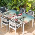 thumbnail image 2 of Teal Snowman Christmas Table Cloths for 5 Foot Rectangle Tables, Xmas Tree Coastal Snowflake Starfish Patio Waterproof Elastic Fitted Tablecloths, Washable Rectangular Table Cover for Camping, 2 of 8