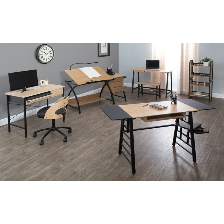 Calico Designs Nook Office Desk with Storage Compartments Graphite / Ashwood