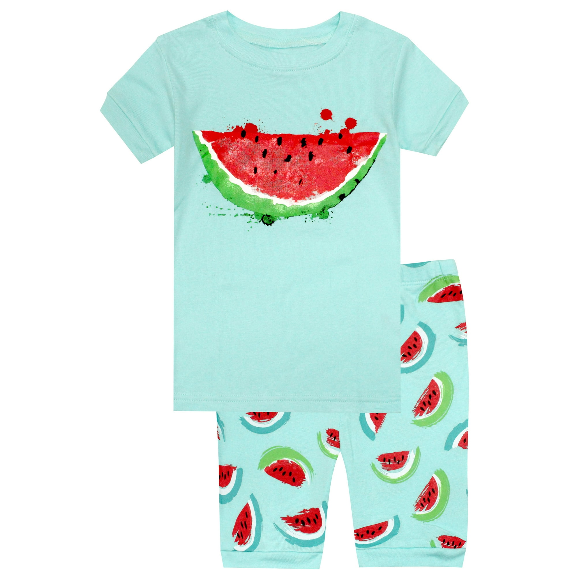 Elowel Girls Watermelon 2 Piece Pajama Set 100 Cotton Size 4 Walmart