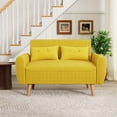 thumbnail image 2 of Walsunny Small Modern Loveseat Sofa, Upholstered Fabric Love Seat with Linen Cushions, Compact and Stylish for Small Spaces, Living Room, Bedroom, Office，Yellow, 2 of 7