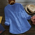 thumbnail image 3 of Chemises Boutonnées pour Femmes Blouse à Manches Longues en Lin de Coton, 3 of 4