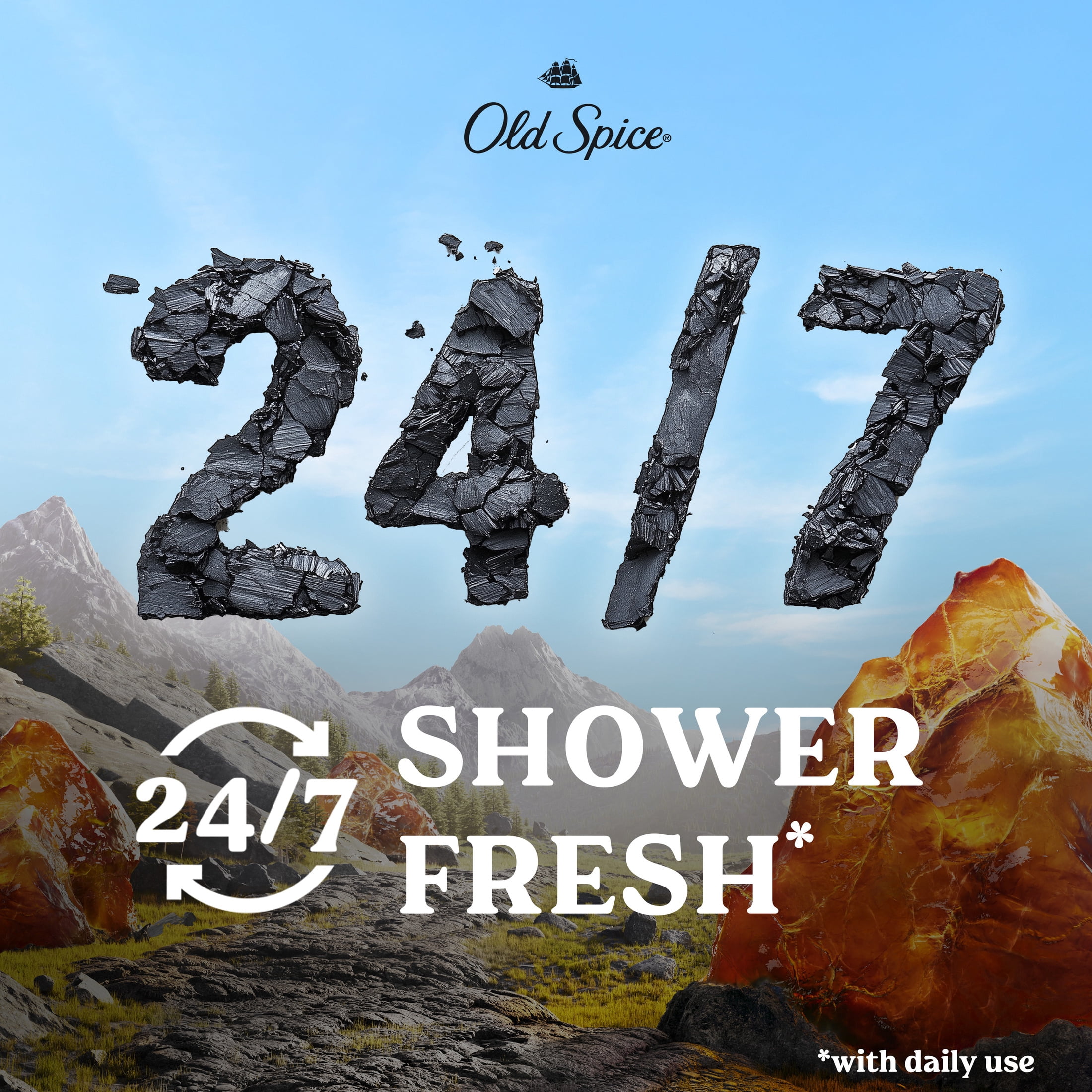 (4 pack) Old Spice Men's Body Wash for Men, Volcano Scent, 24/7 Shower Fresh, Exfoliation, 30 fl oz