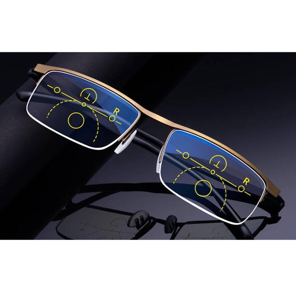 Lector de Gafas Colcomx presbiopes Gafas de lectura inteligentes corrección de Oro 100 grados multifocales