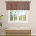 thumbnail image 2 of Dark Brown Sheer Curtains Valances for Windows Vintage Country Monochrome Chocolate Color Chiffon Kitchen Valances for Cafe, Voile Window Treatments Curtains for Living Room Bedroom, 60"x18", 2 of 9