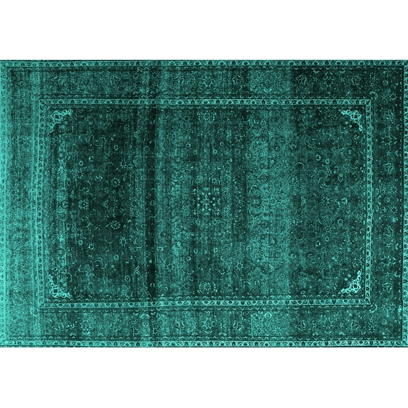 Ahgly Company Indoor Rectangle Persian Turquoise Blue Traditional Area Rugs, 7' x 10'