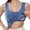 Blue, variant on HNMKIU Women's Solid Color Ribbed U Neck Wide Strap Camisole with Built in Pads for Summer Outerwear Built in Bra Tank Tops for Women Khaki,XL