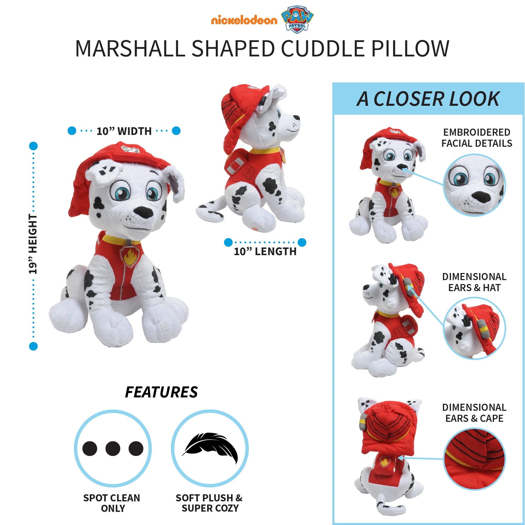 PAW Patrol Kids Marshall Bedding Plush Cuddle and Decorative Pillow Buddy, Nickelodeon