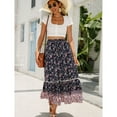 thumbnail image 6 of jinghuiyue Women’s Summer Boho Floral Printed Elastic High Waist Maxi Skirt Flowy Swing Casual A Line Beach Long Skirts XL, 6 of 8
